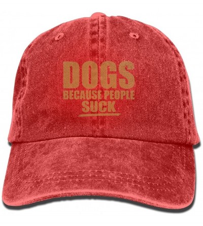 Baseball Caps Dogs Because People Suck Mens&womens Vintage Style Fashion Sandwich Cap Baseball Cap - Red - CV185LG0INC $16.85