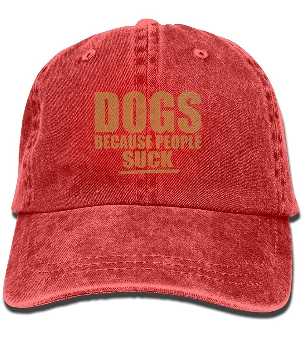 Baseball Caps Dogs Because People Suck Mens&womens Vintage Style Fashion Sandwich Cap Baseball Cap - Red - CV185LG0INC $16.85