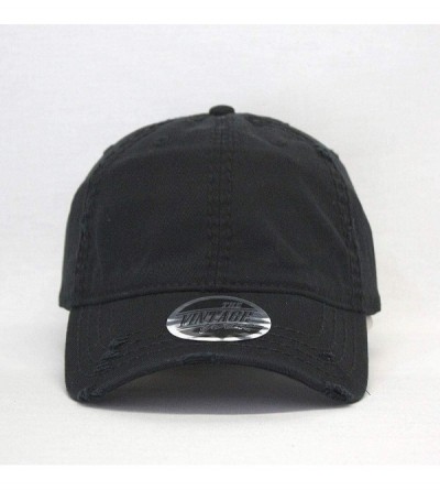 Baseball Caps Washed Cotton Distressed with Heavy Stitching Adjustable Baseball Cap - Black - CI12ECEIQYD $10.76