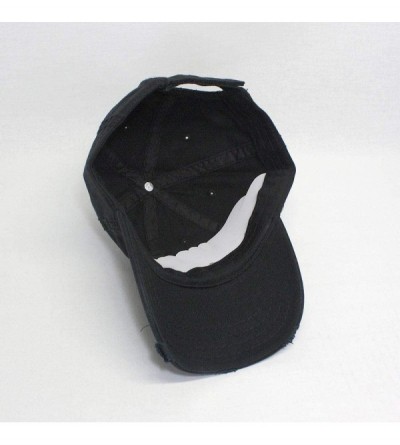 Baseball Caps Washed Cotton Distressed with Heavy Stitching Adjustable Baseball Cap - Black - CI12ECEIQYD $10.76