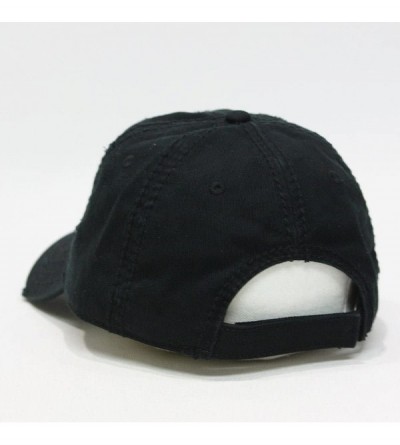 Baseball Caps Washed Cotton Distressed with Heavy Stitching Adjustable Baseball Cap - Black - CI12ECEIQYD $10.76