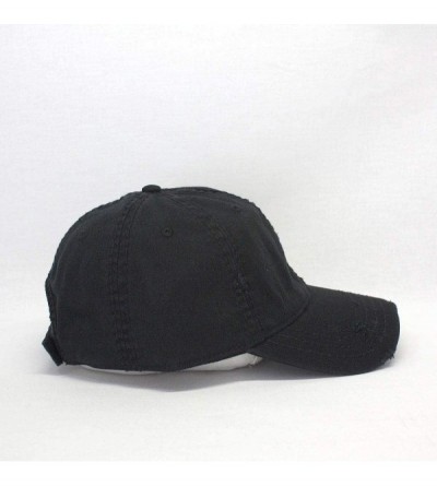 Baseball Caps Washed Cotton Distressed with Heavy Stitching Adjustable Baseball Cap - Black - CI12ECEIQYD $10.76