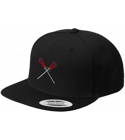 Baseball Caps Lacrosse Sports Style 4 Embroidered Flat Visor Snapback Hat Black - C7184U3YO97 $22.31