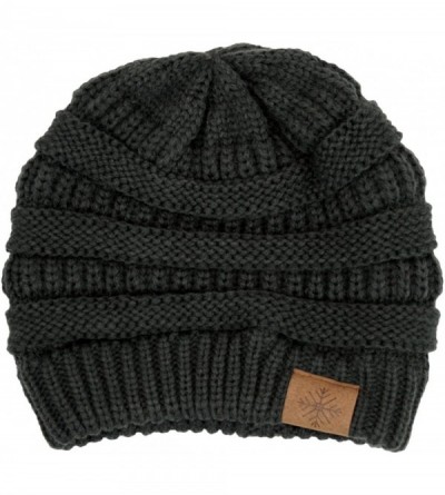 Skullies & Beanies Winter Warm Thick Cable Knit Slouchy Skull Beanie Cap Hat - Dark Grey - CN126RND90N $11.68