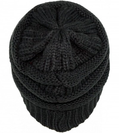 Skullies & Beanies Winter Warm Thick Cable Knit Slouchy Skull Beanie Cap Hat - Dark Grey - CN126RND90N $11.68