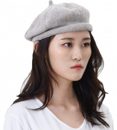 Berets Beret Hat Breathable Mesh Summer Straw French Berets KRF1165 - Grey - CE18R5TS5GN $27.68