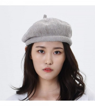 Berets Beret Hat Breathable Mesh Summer Straw French Berets KRF1165 - Grey - CE18R5TS5GN $27.68