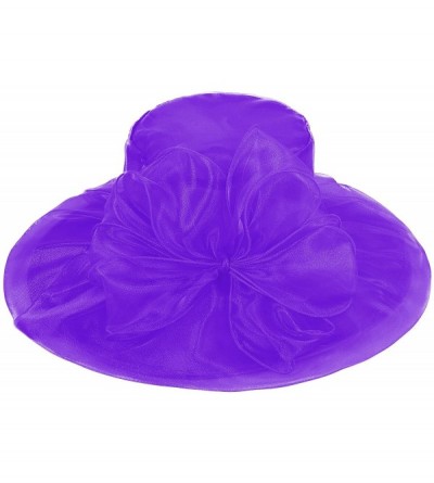 Sun Hats Women Kentucky Derby Ascot Girls Tea Party Dress Church Lace Hats - Purple - CN12526T1ML $20.74