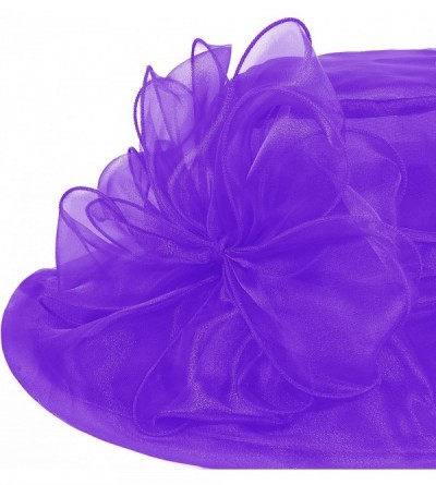 Sun Hats Women Kentucky Derby Ascot Girls Tea Party Dress Church Lace Hats - Purple - CN12526T1ML $20.74