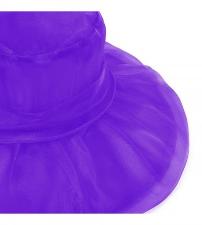 Sun Hats Women Kentucky Derby Ascot Girls Tea Party Dress Church Lace Hats - Purple - CN12526T1ML $20.74