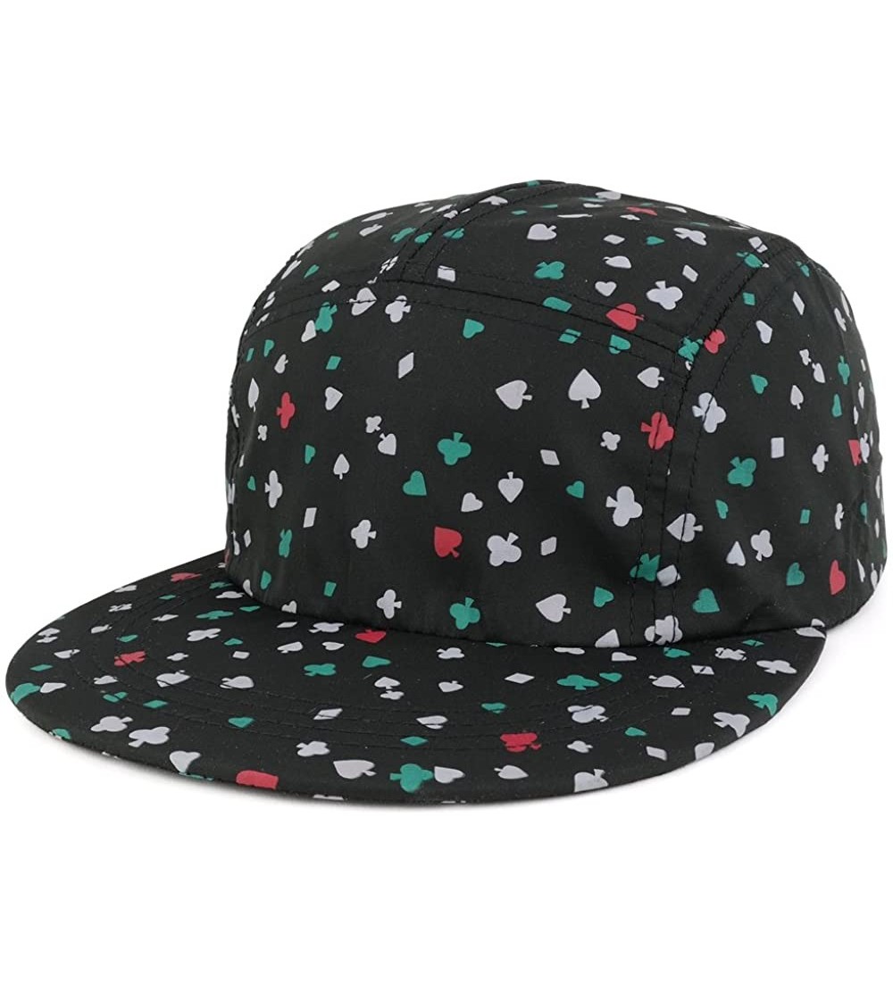 Baseball Caps 5-Panel Lightweight Unstructured Playing Card Print Flatbill Snapback Cap - Black - CW17YR6HTK6 $15.22