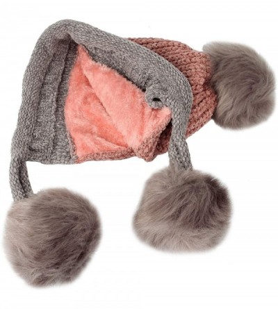 Skullies & Beanies Fleece Lining Thick Cable Knit Beanie Hat Pom Earflaps DZ70029 - Pink - C218L75T8ME $16.22