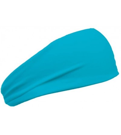 Headbands Womens 3 Inch Flatback Moisture Wicking Workout Sweatband - Aqua - CN11QAC6CFP $10.49