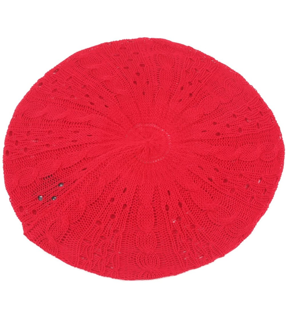 Berets Women's Light Beret Knitted Style for Spring Summer Fall 139HB - Red - CA11CCESL3H $7.66