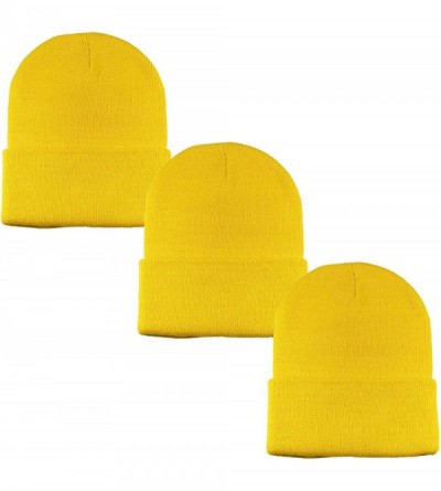 Skullies & Beanies Unisex Beanie Cap Knitted Warm Solid Color - Gold - CV18XRZYW70 $12.09