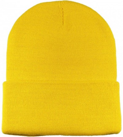 Skullies & Beanies Unisex Beanie Cap Knitted Warm Solid Color - Gold - CV18XRZYW70 $12.09