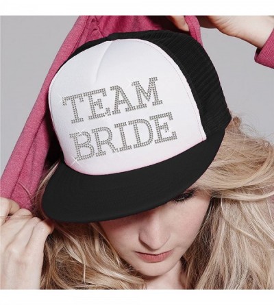 Baseball Caps Team Bride Baseball Hat Crystal Bridal Wedding Party Trucker Cap - Black / Clear - CP12GNLB4ND $10.70