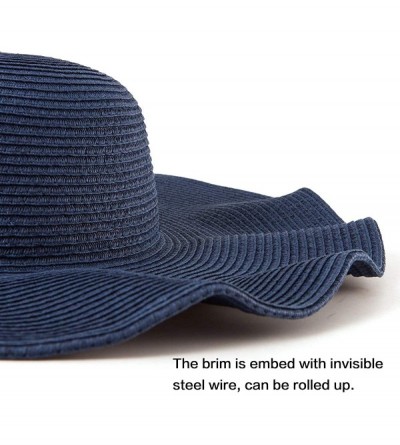 Sun Hats Women's Wide Brim Sun Hat - Sun Protection Floppy Straw Hat Summer Beach Hat - CY196E9GCTI $12.84
