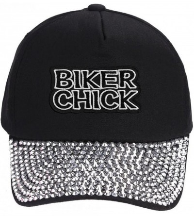 Baseball Caps Hat - Womens Motorcycle Rider Adjustable Cap - Rhinestone - CD18GTH47TA $48.50
