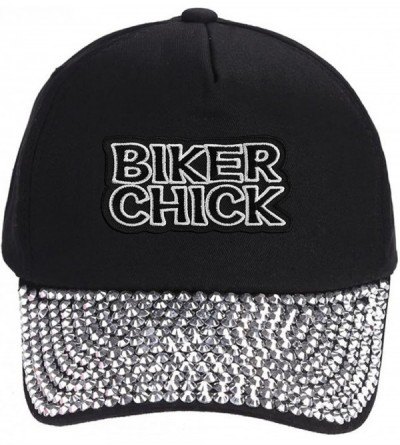 Baseball Caps Hat - Womens Motorcycle Rider Adjustable Cap - Rhinestone - CD18GTH47TA $22.63