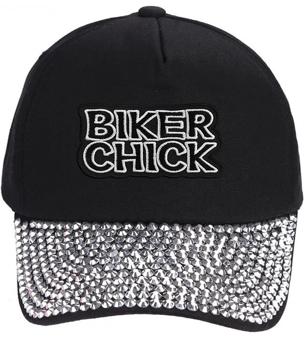 Baseball Caps Hat - Womens Motorcycle Rider Adjustable Cap - Rhinestone - CD18GTH47TA $22.63