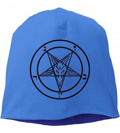 Skullies & Beanies Man Skull Cap Beanie Goat Pentagram Headwear Knit Hat Warm Hip-hop Hat - Blue - CY18KLKLLG5 $18.12