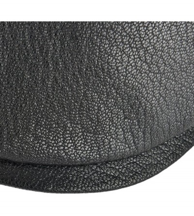 Newsboy Caps Lambskin Leather Ivy Caps Classic Ivy Hat Cap 6 Pannel Cabbie Beret hat - Black - CV188RAI4A8 $32.20