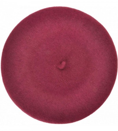 Berets Women Wool Beret Hat Solid Color French Style Warm Cap - Red Wine - C418LRXTGRD $10.71