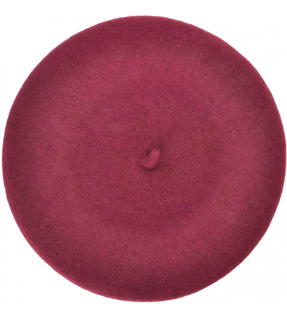 Berets Women Wool Beret Hat Solid Color French Style Warm Cap - Red Wine - C418LRXTGRD $10.71