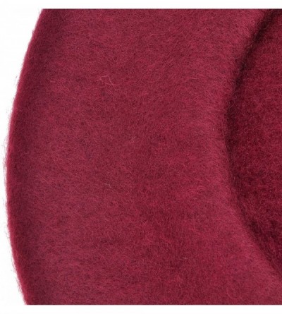 Berets Women Wool Beret Hat Solid Color French Style Warm Cap - Red Wine - C418LRXTGRD $10.71