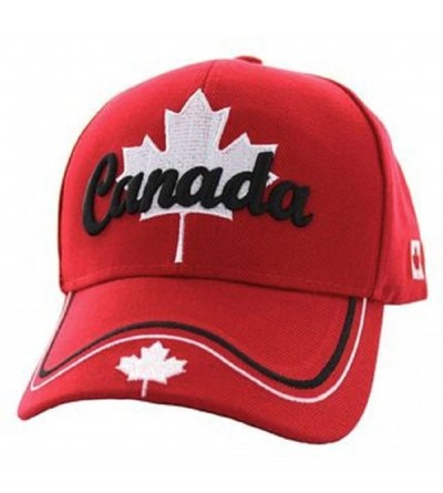 Baseball Caps Canada Maple Leaf National Canadian Pride Hat - 100% Acrylic Embroidered Cap - Red - CQ187KM3OMW $22.27