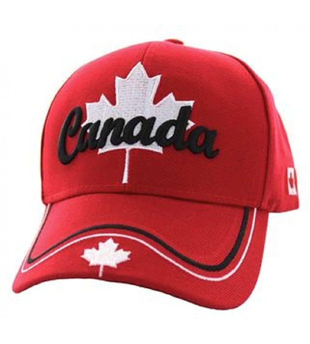Baseball Caps Canada Maple Leaf National Canadian Pride Hat - 100% Acrylic Embroidered Cap - Red - CQ187KM3OMW $12.47