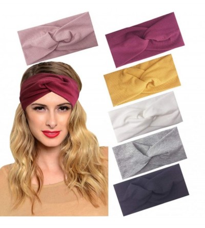 Cold Weather Headbands Headband Fashion Running Athletic Knotted - 6Pcs Knitted Cotton Headbands for Women - CV18UADDSG6 $31.19