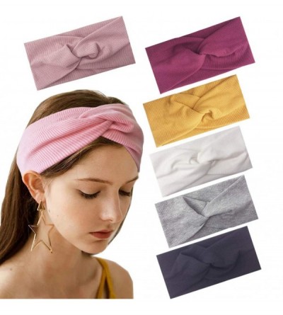 Cold Weather Headbands Headband Fashion Running Athletic Knotted - 6Pcs Knitted Cotton Headbands for Women - CV18UADDSG6 $16.02