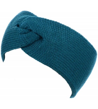 Cold Weather Headbands Women's Winter Chic Solid Knotted Crochet Knit Headband Turban Ear Warmer - Teal - CC18IM2M7TC $13.10