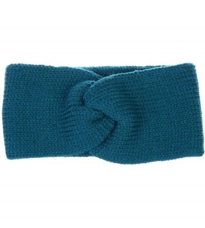 Cold Weather Headbands Women's Winter Chic Solid Knotted Crochet Knit Headband Turban Ear Warmer - Teal - CC18IM2M7TC $22.24