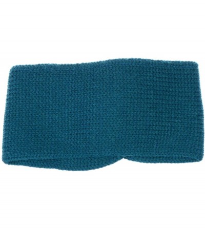 Cold Weather Headbands Women's Winter Chic Solid Knotted Crochet Knit Headband Turban Ear Warmer - Teal - CC18IM2M7TC $22.24