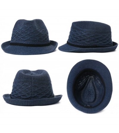 Fedoras Womens Straw Fedora Brim Panama Beach Havana Summer Sun Hat Party Floppy - 99702_navy - CE18HLM2KHN $15.63