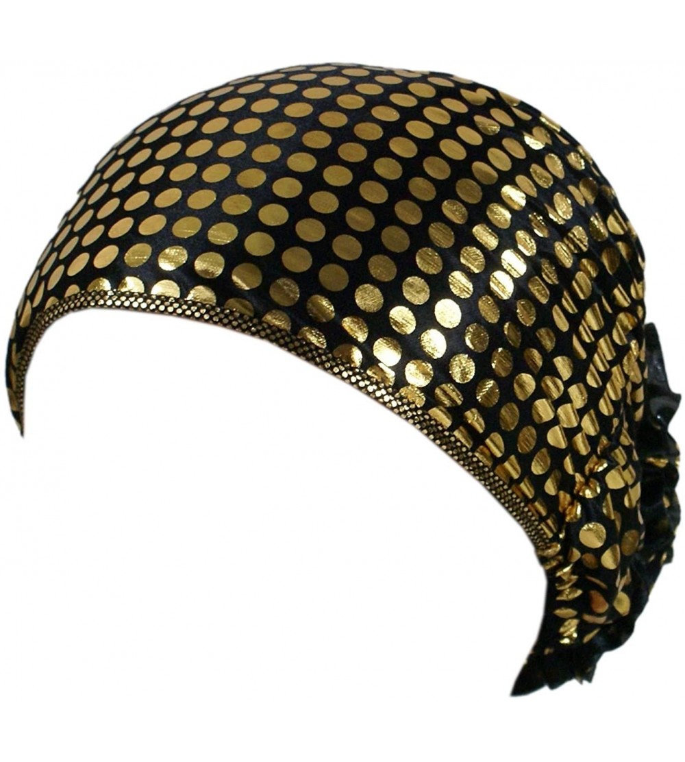 Headbands Beautiful Metallic Turban-style Head Wrap - Gold Dots - CW192RTGGU6 $10.52