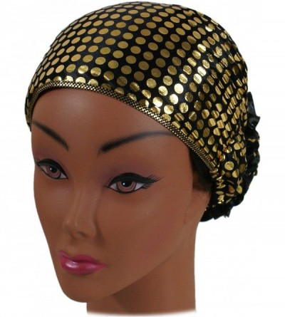 Headbands Beautiful Metallic Turban-style Head Wrap - Gold Dots - CW192RTGGU6 $10.52