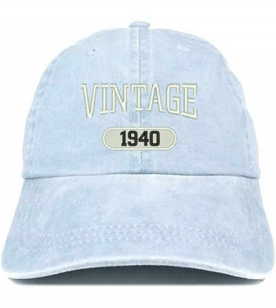 Baseball Caps Vintage 1940 Embroidered 80th Birthday Soft Crown Washed Cotton Cap - Light Blue - CU180WZ94KK $32.70