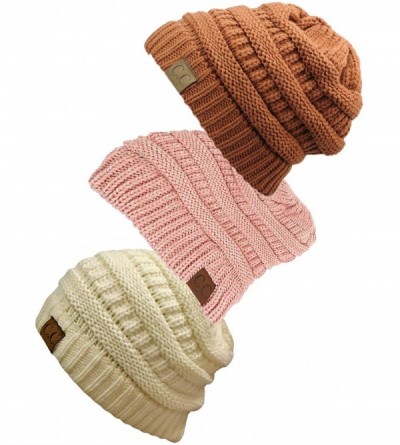 Skullies & Beanies Women's 3-Pack Knit Beanie Cap Hat - C318LQU5ZAI $54.31