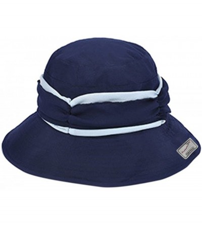 Sun Hats Womens Summer Veil Wide Brim Hats Chiffon Foldable Bucket Hat UPF 50+ - Navy Blue - CN12I2P9ZYN $15.84