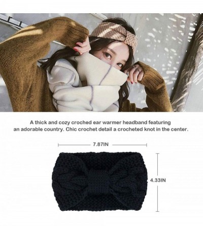 Headbands Womens Winter Knitted Headband - Soft Crochet Bow Twist Hair Band Turban Headwrap Hat Cap Ear Warmer - A-a-black - ...