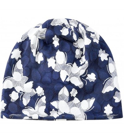 Skullies & Beanies Cotton Slouchy Beanie Hat Hair Covers Soft Night Sleep Cap for Women - Navy D1 - CU18GAM2N3R $11.15