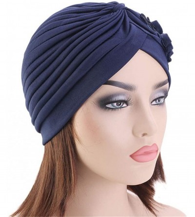 Skullies & Beanies Womens Sequin Flower Turban Elegant Muslim Beanie Head wrap Chemo Cap - Gray - CA18UADGM4D $8.77