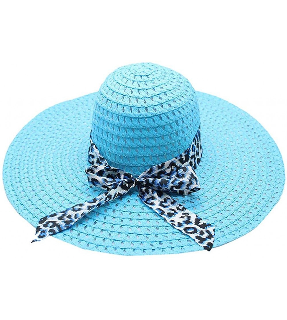 Sun Hats Women Hat Fineser Leopard Bowknot - Blue - CT18O87UU67 $7.76