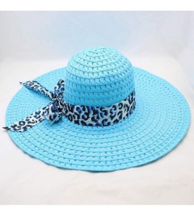 Sun Hats Women Hat Fineser Leopard Bowknot - Blue - CT18O87UU67 $7.76