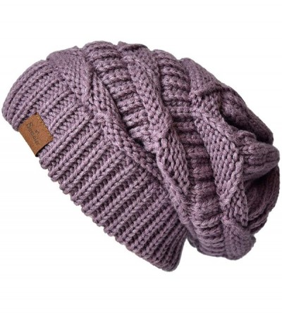 Skullies & Beanies Womens Slouchy Beanie-Trendy Chunky Cable Knit Beanie-Oversized Winter Hats for Women - Purple - CR18X9O2R...