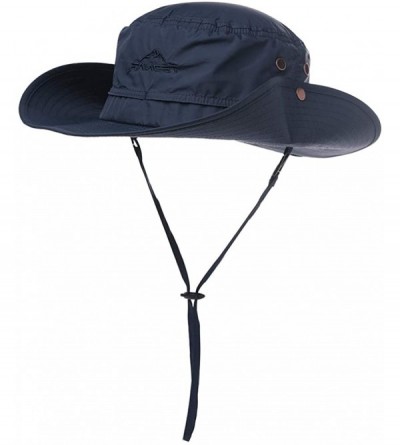 Sun Hats FANCET Fishing Sun Hat Wide Brim for Men Women Nylon Foldable Packable - 00702_navy Blue - C618RXXIIZ4 $19.22